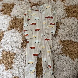 Cozy Kids Footie with Car Pattern - Beige